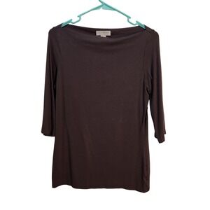 Kenar Gray Boat Neck 3/4 Sleeve Knit Top Casual Comfy Large‎